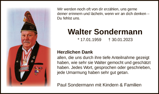 Traueranzeige von Walter Sondermann von WA