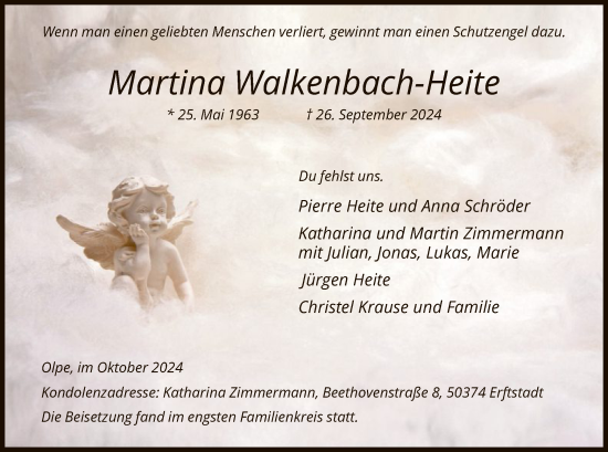 Traueranzeige von Martina Walkenbach-Heite von WA