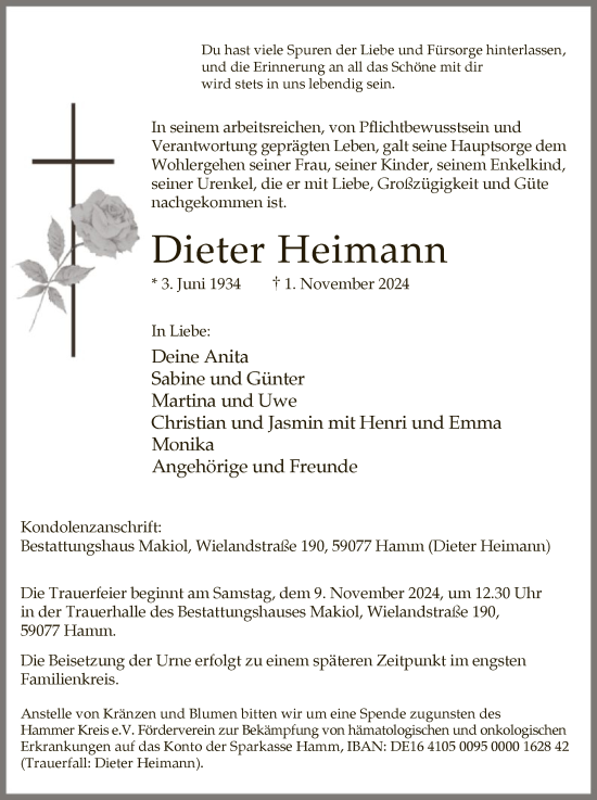 Traueranzeige von Dieter Heimann von WA