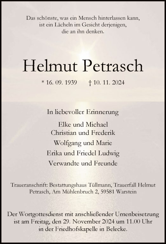 Traueranzeige von Helmut Petrasch von WA