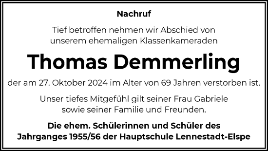 Traueranzeige von Thomas Demmerling von WA