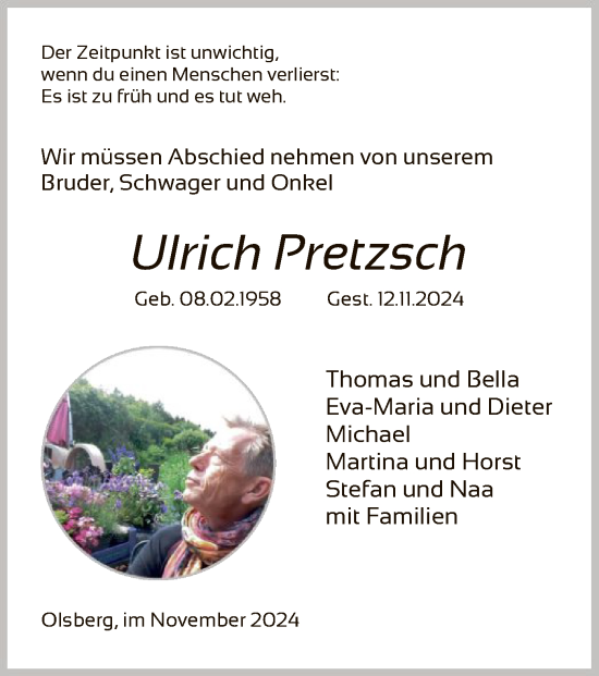 Traueranzeige von Ulrich Pretzsch von WA