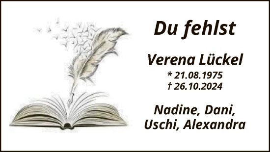 Traueranzeige von Verena Lückel von WA
