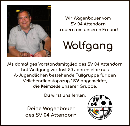 Traueranzeige von Wolfgang  von WA