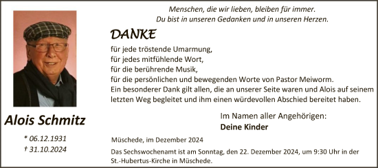 Traueranzeige von Alois Schmitz von WA