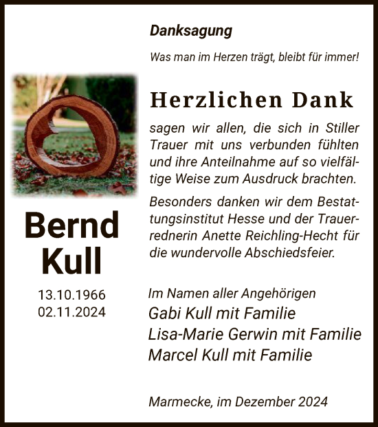 Traueranzeige von Bernd Kull von WA