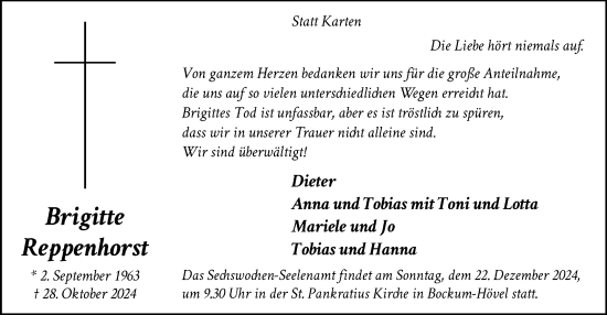 Traueranzeige von Brigitte Reppenhorst von WA