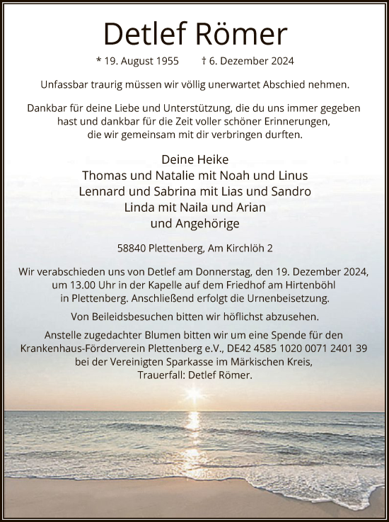Traueranzeige von Detlef Römer von WA