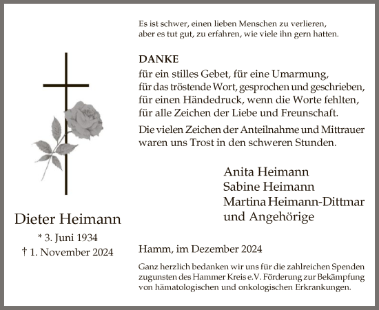 Traueranzeige von Dieter Heimann von WA