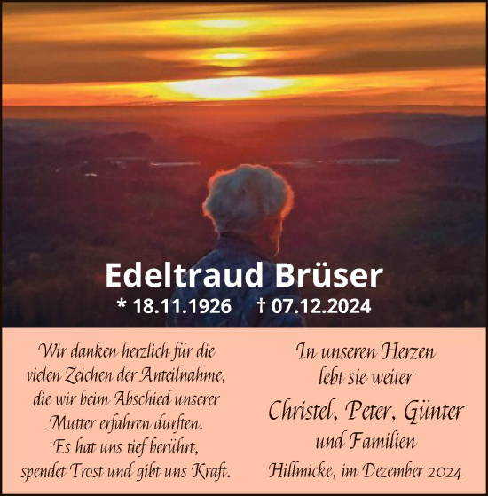 Traueranzeige von Edeltraud Brüser von WA