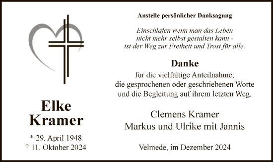 Traueranzeige von Elke Kramer von WA