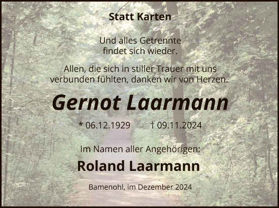 Traueranzeige von Gernot Laarmann von WA