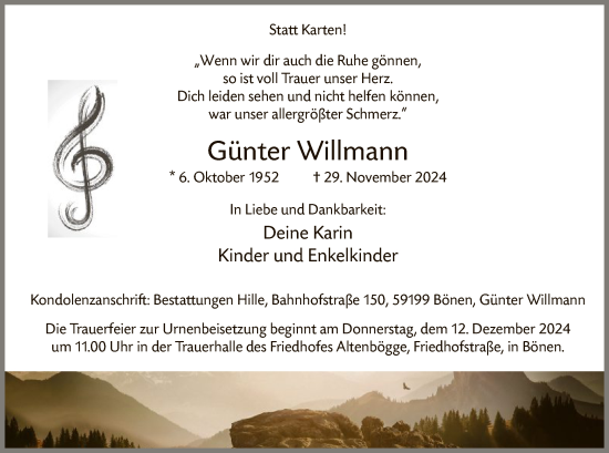 Traueranzeige von Günter Willmann von WA