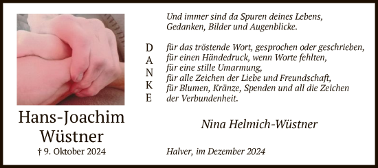 Traueranzeige von Hans-Joachim Wüstner von WA