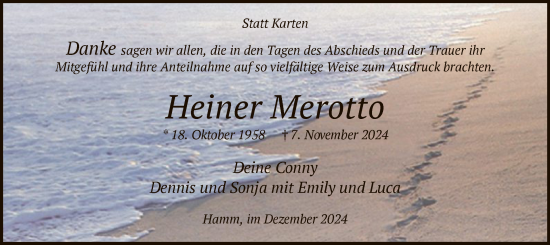 Traueranzeige von Heiner Merotto von WA
