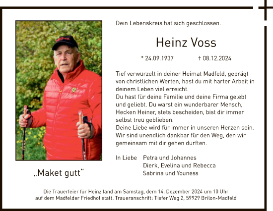 Traueranzeige von Heinz Voss von WA