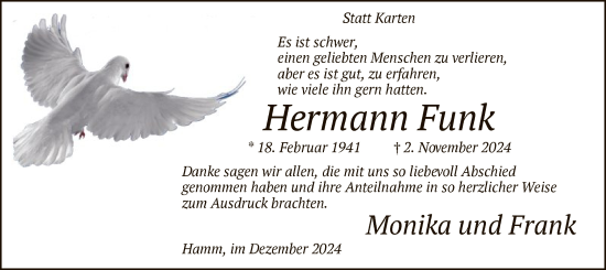 Traueranzeige von Hermann Funk von WA