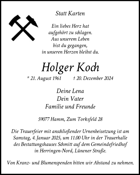 Traueranzeige von Holger Koch von WA