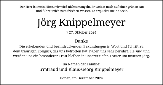 Traueranzeige von Jörg Knippelmeyer von WA