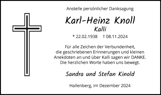 Traueranzeige von Karl-Heinz Knoll von WA
