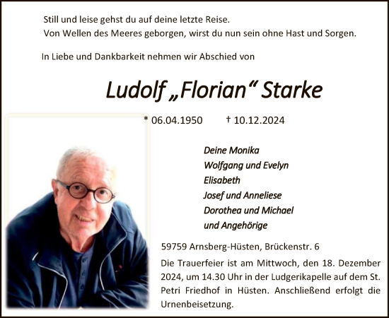 Traueranzeige von Ludolf Starke von WA