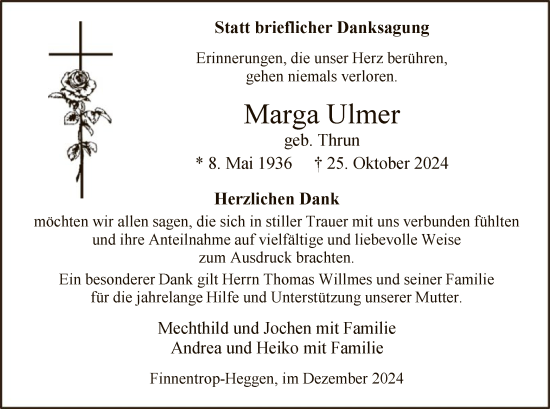 Traueranzeige von Marga Ulmer von WA