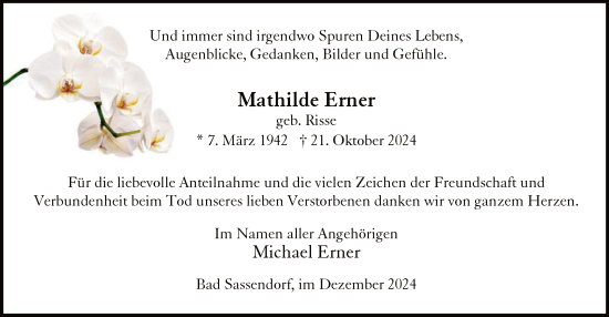 Traueranzeige von Mathilde Erner von WA