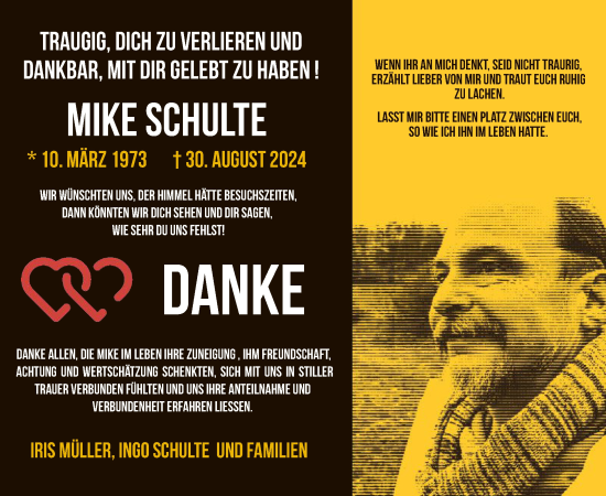 Traueranzeige von Mike Schulte von WA