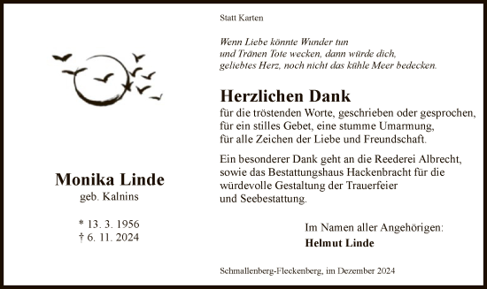 Traueranzeige von Monika Linde von WA