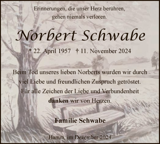 Traueranzeige von Norbert Schwabe von WA