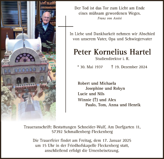 Traueranzeige von Peter Kornelius Hartel von WA