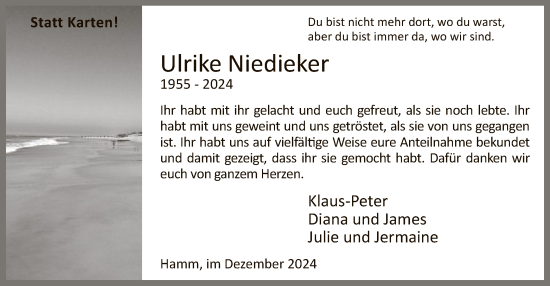 Traueranzeige von Ulrike Niedieker von WA