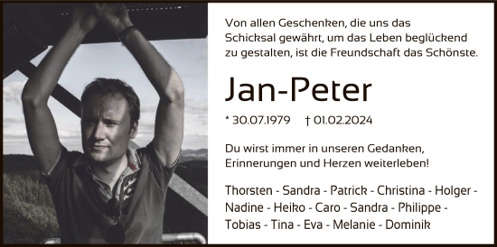 Traueranzeige von Jan-Peter  von WA