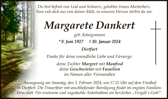 Traueranzeige von Margrete Dankert von WA