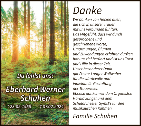 Traueranzeige von Eberhard Werner Schuhen von WA