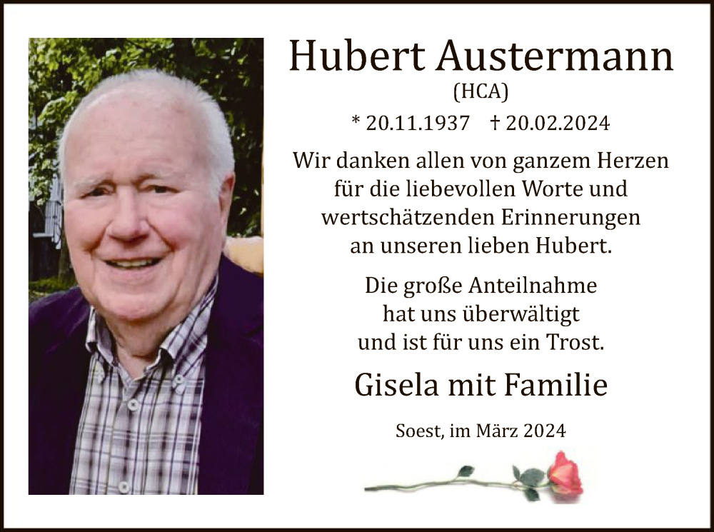 Anzeige von  Hubert Austermann