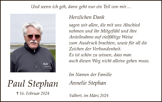 Traueranzeige von Paul Stephan von WA