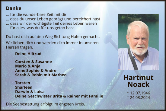 Traueranzeige von Hartmut Noack von WA