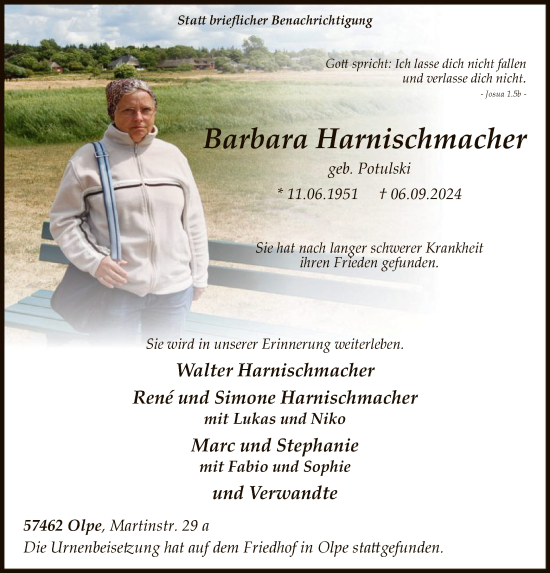 Traueranzeige von Barbara Harnischmacher von WA