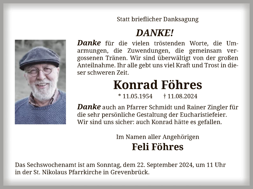  Traueranzeige für Konrad Föhres vom 14.09.2024 aus WA