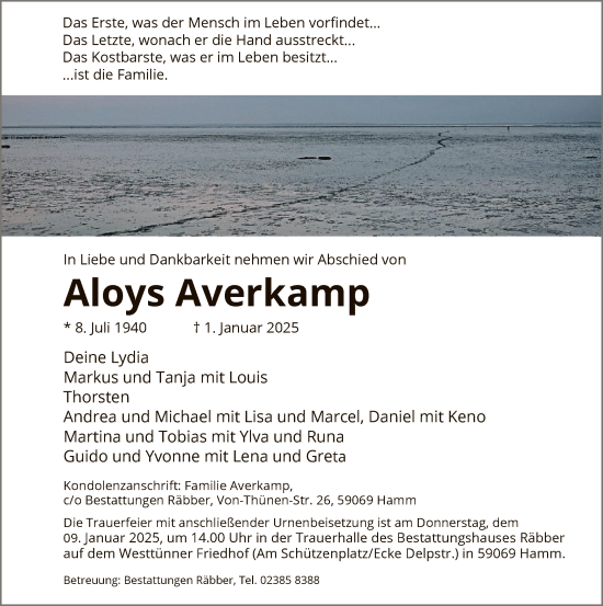 Traueranzeige von Aloys Averkamp von WA