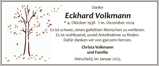 Traueranzeige von Eckhard Volkmann von WA