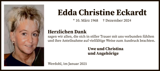 Traueranzeige von Edda Christine Eckardt von WA