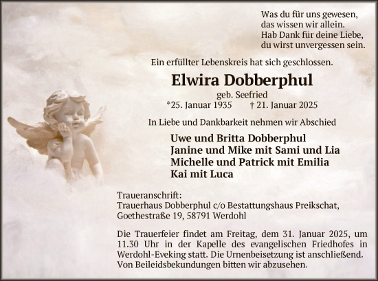 Traueranzeige von Elwira Dobberphul von WA