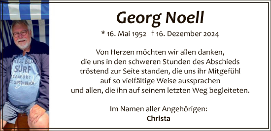 Traueranzeige von Georg Noell von WA
