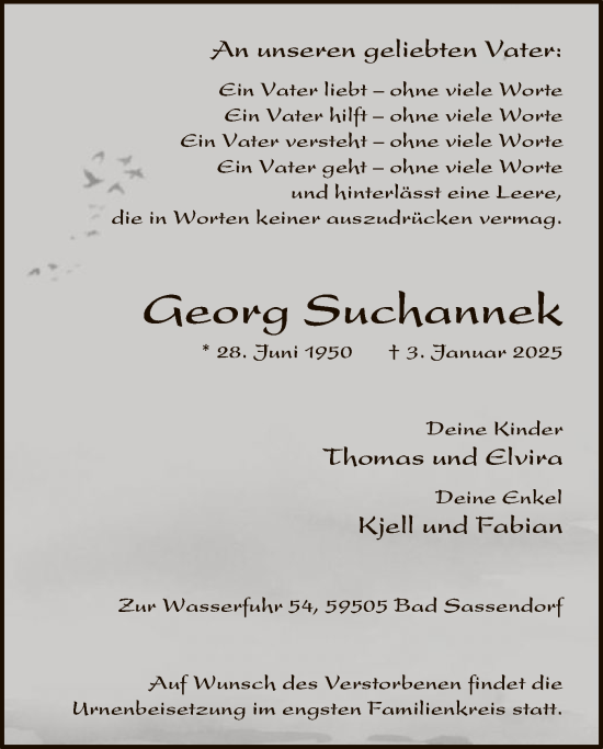 Traueranzeige von Georg Suchannek von WA