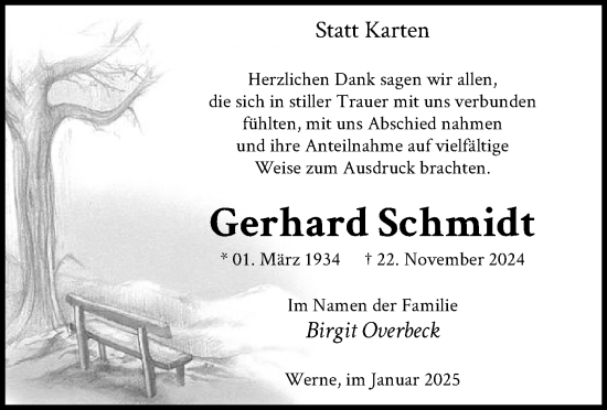 Traueranzeige von Gerhard Schmidt von WA