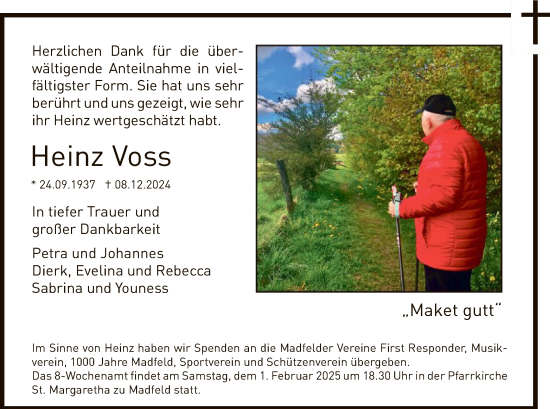 Traueranzeige von Heinz Voss von WA