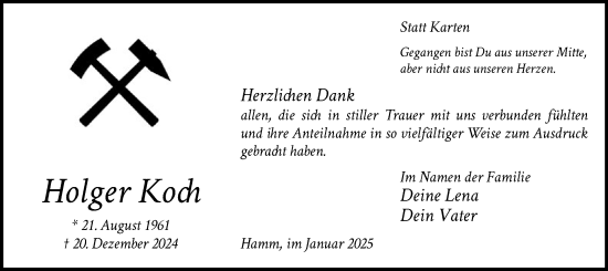 Traueranzeige von Holger Koch von WA