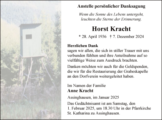 Traueranzeige von Horst Kracht von WA